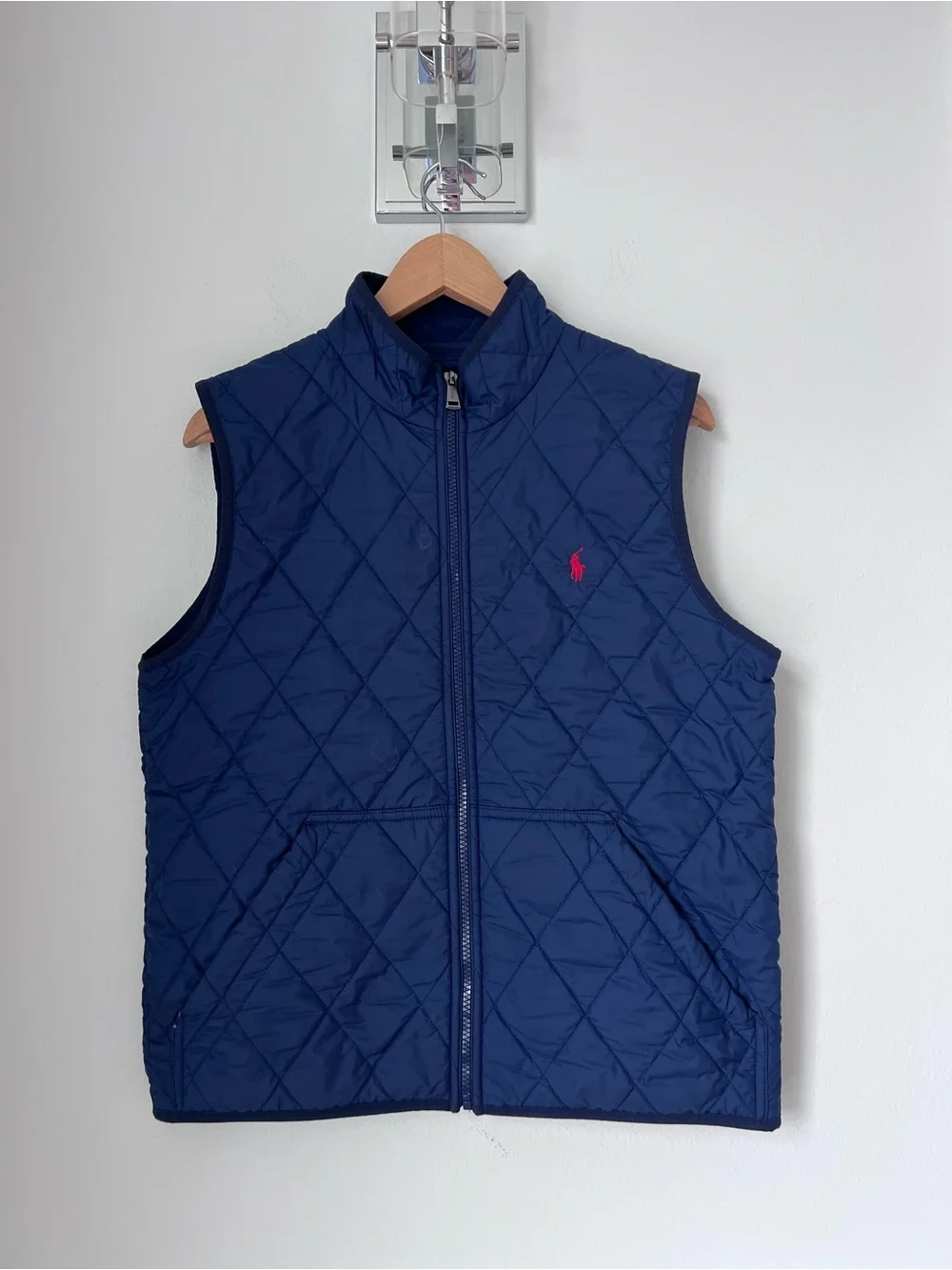 Ralph Lauren Navy Quilted Sleeveless Vest with Red Pony